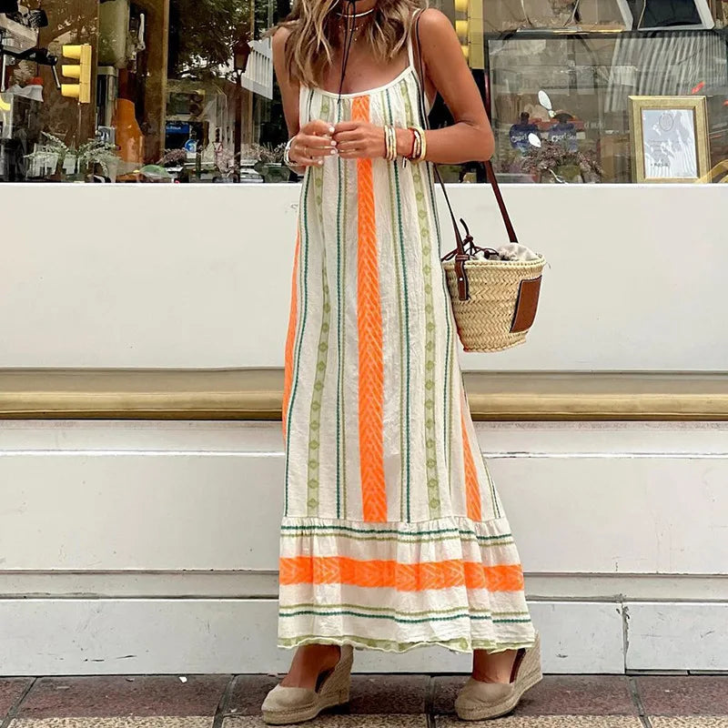 Lizakosht Swimming Cover Up For Ladies Saida De Praia Beach Outing Ups Women Set Summer Dress Kaftan Fashionable Stripe Holiday Strap