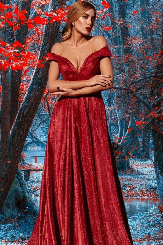 Red Evening Dress Long Glitter