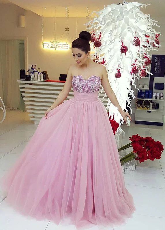 Fairy Beadings Tulle Gorgeous Long Sweetheart Prom Dress