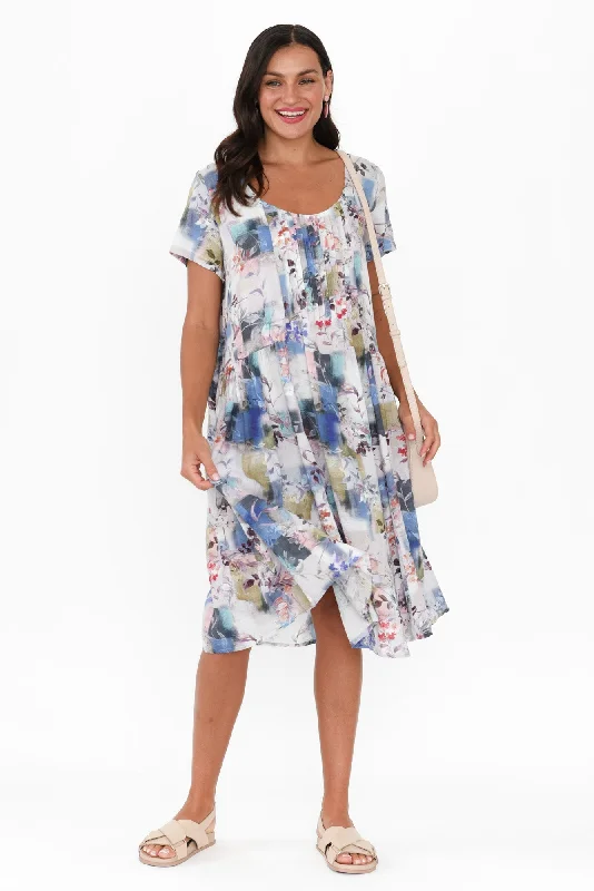 Hanoi Blush Blossom Cotton Blend Dress