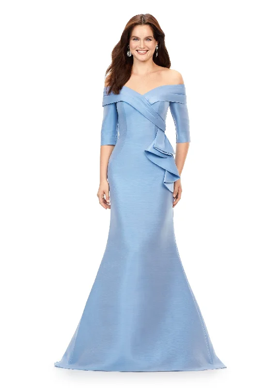 Ashley Lauren 11324  ON SALE SIZE 10 Off Shoulder Satin Evening Dress