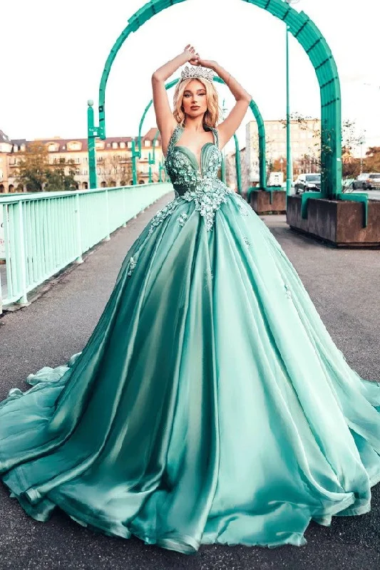 Dazzling Halter Sweetheart A-line Princess Party Gowns Sleeveless Long Evening Dress Dazzling Halter Sweetheart A-line Princess Party Gowns Sleeveless Long Evening Dress