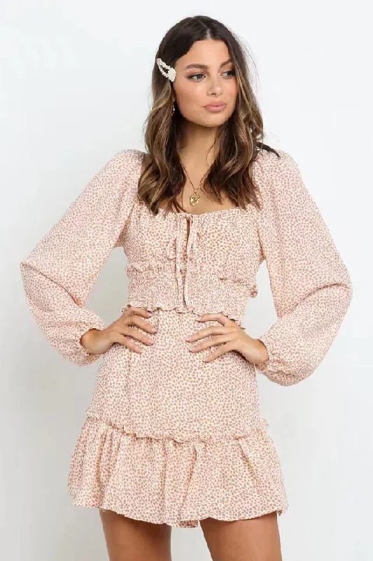 Lizakosht Holiday Style Lotus Leaf Floral Long-sleeved Dress, All-match Waistline, Thin Temperament Short Lizakosht Holiday Style Lotus Leaf Floral Long-sleeved Dress, All-match Waistline, Thin Temperament Short