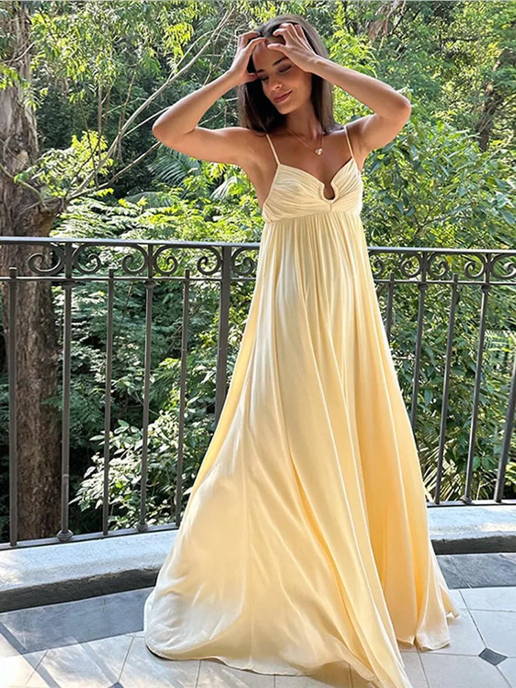 LIZAKOSHT -  Fashion Hollow Out Loose Dress For Women 2024 New Strapless Sleeveless Holiday Vestidos Female Vacation Beach Casual Dresses