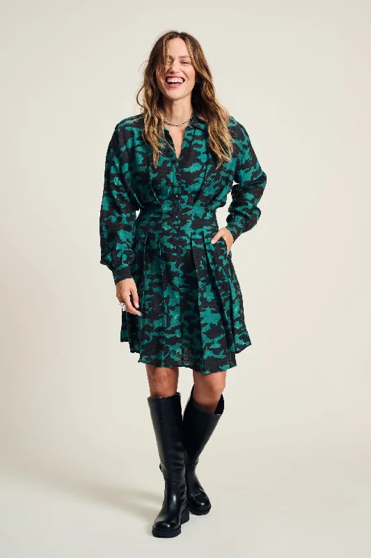 DRESS - Camo Teal Green