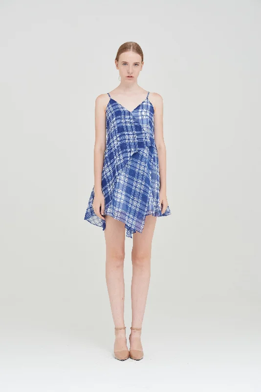 ZT101615DWT : TARTAN CHIFFON DRESS