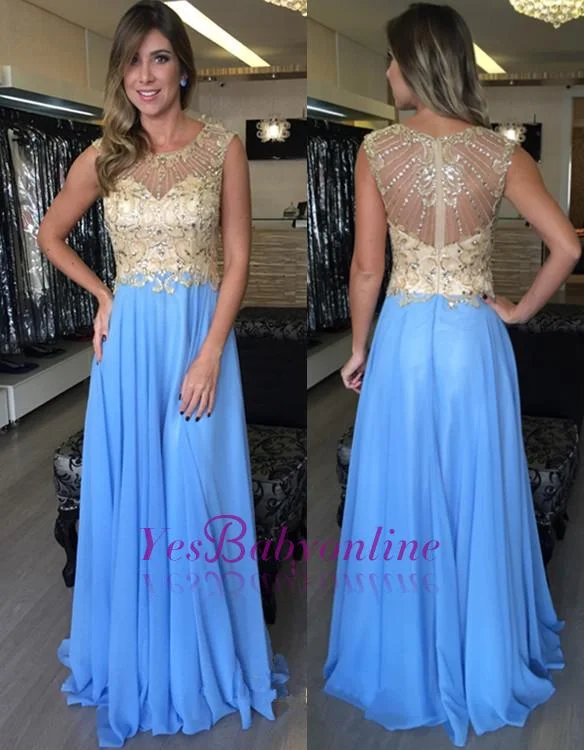 Gorgeous Sleeveless Floor-Length Crystal Zipper Beading Prom Dresses