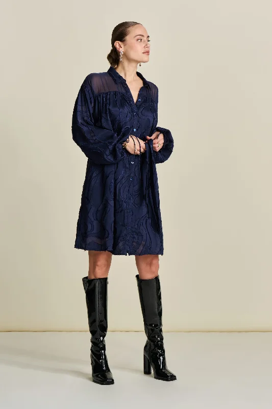 DRESS - Jacquard Midnight Blue