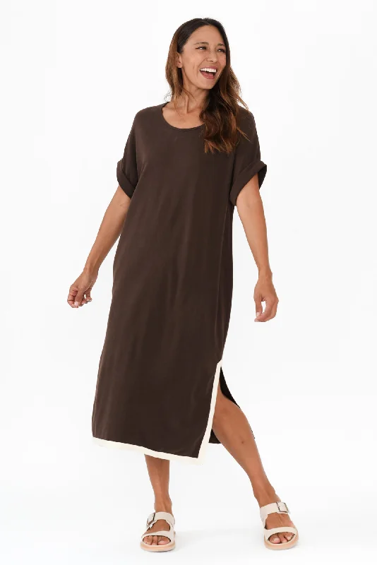 Gigi Chocolate Contrast Tee Dress