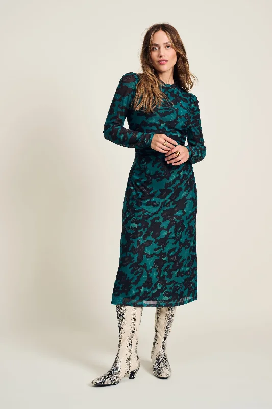 DRESS - Camo Teal Green Mesh