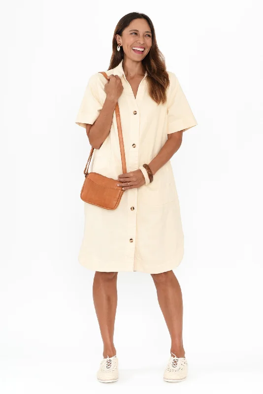 Dawson Cream Denim Button Dress