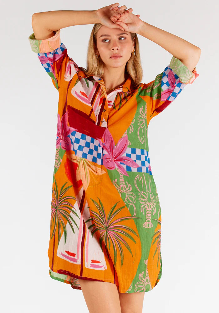Lula Life Vivien Shirtmaker Dress Multi S