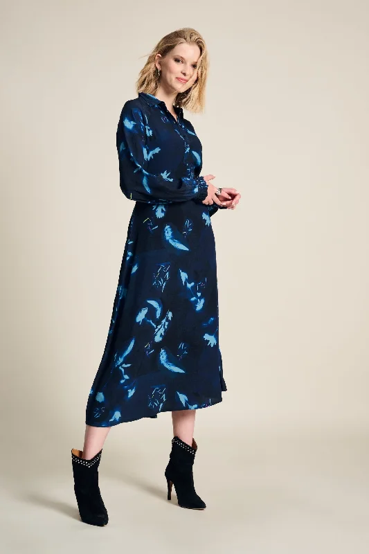 DRESS - Feathers and Floral Blue