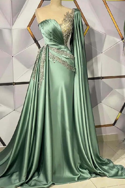 Sexy Green Strapless A-line Prom Dresses