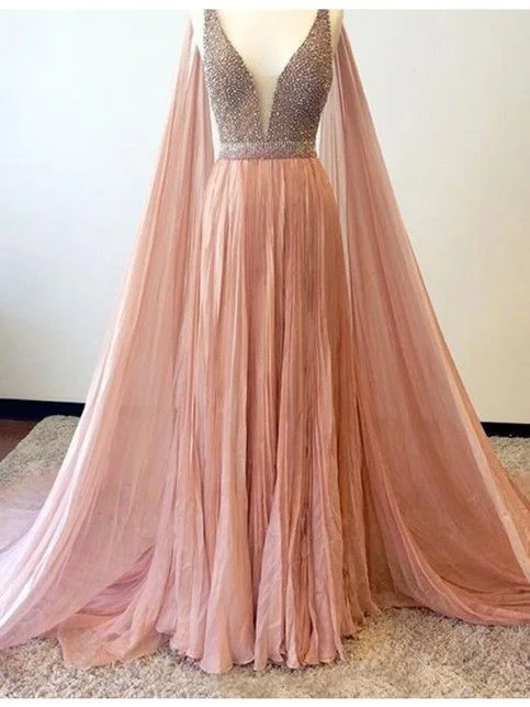 Long Pink V Neck Crystal Sexy Prom Dress,Beaded Prom Dresses,Long Evening Dress,Formal Gown Long Pink V Neck Crystal Sexy Prom Dress,Beaded Prom Dresses,Long Evening Dress,Formal Gown