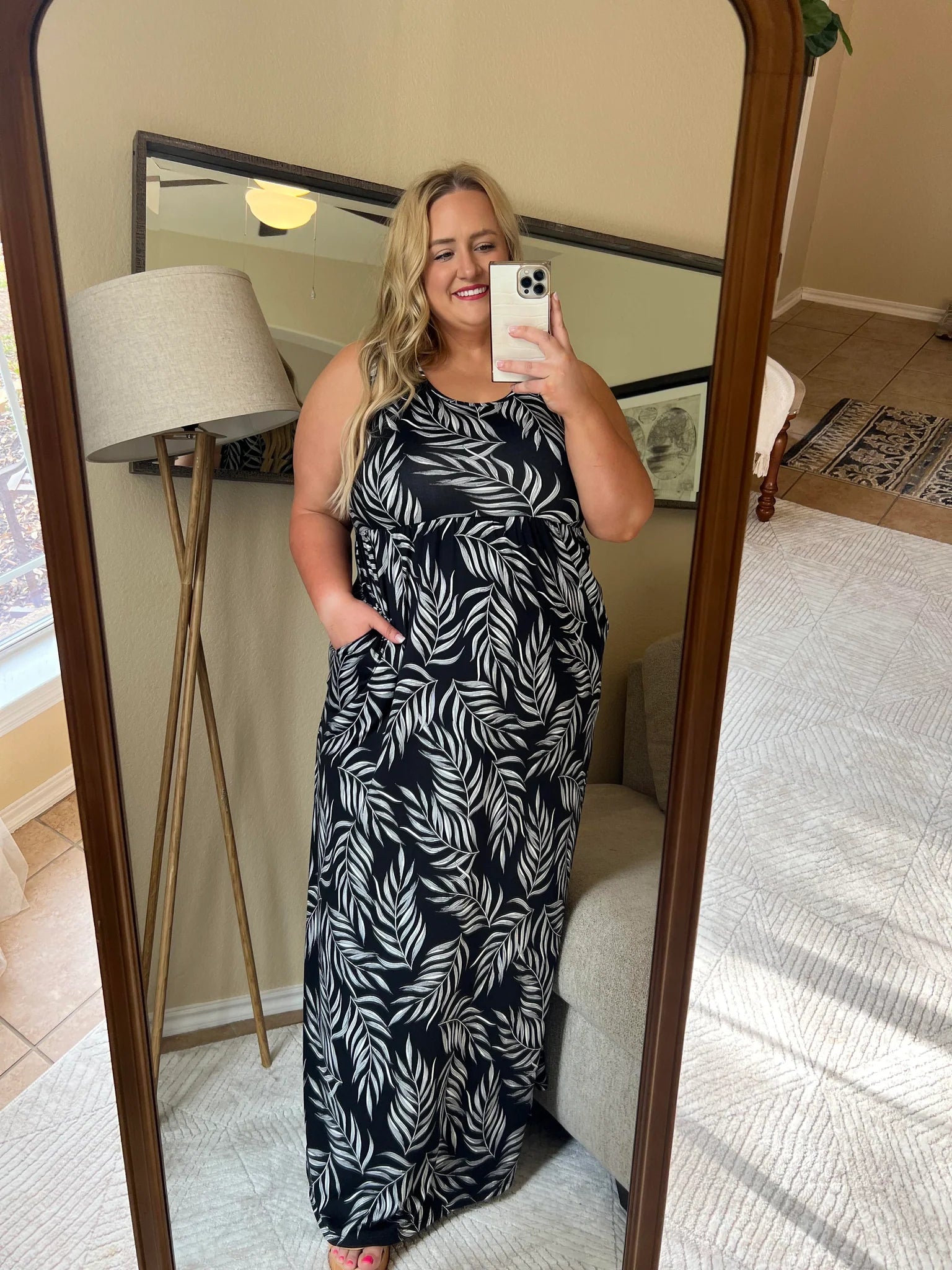 Samantha Dress (Black Leaves)