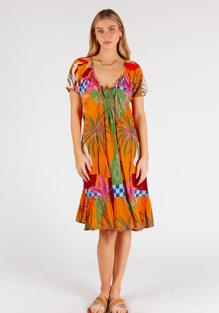 Lula Life Vivien Shirred Dress Multi