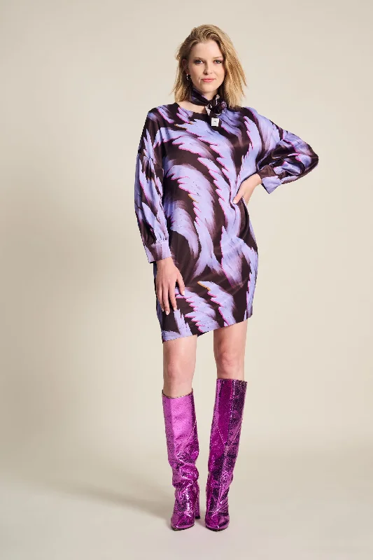 DRESS - Satin Feathers Brown