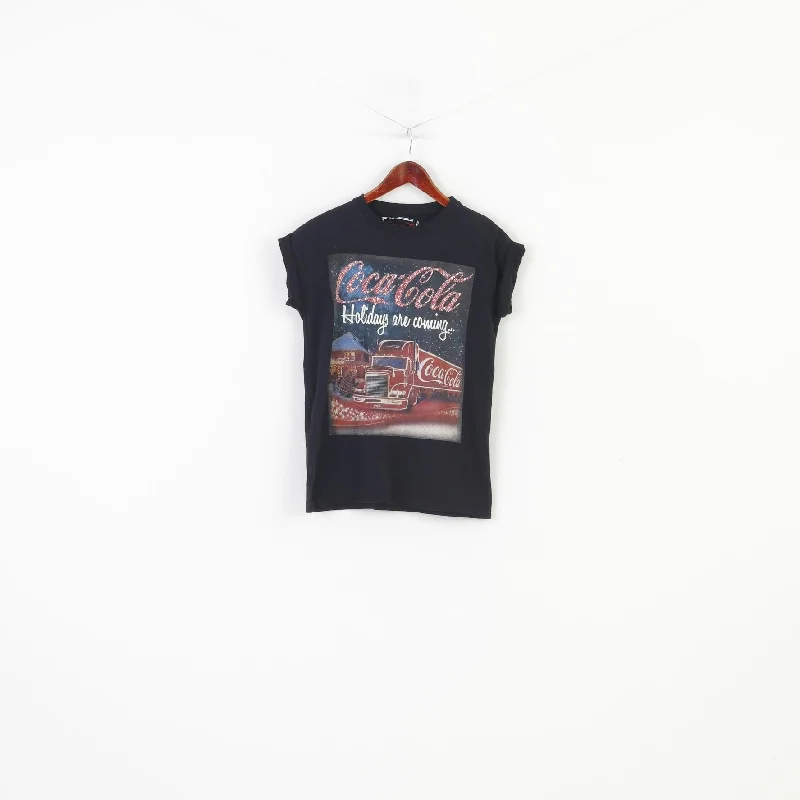 Atmosphere Women 8 S Shirt Black Cotton Crew Neck Coca Cola Holidays Vintage Top Classic Solid Short Shirt Atmosphere Women 8 S Shirt Black Cotton Crew Neck Coca Cola Holidays Vintage Top Classic Solid Short Shirt