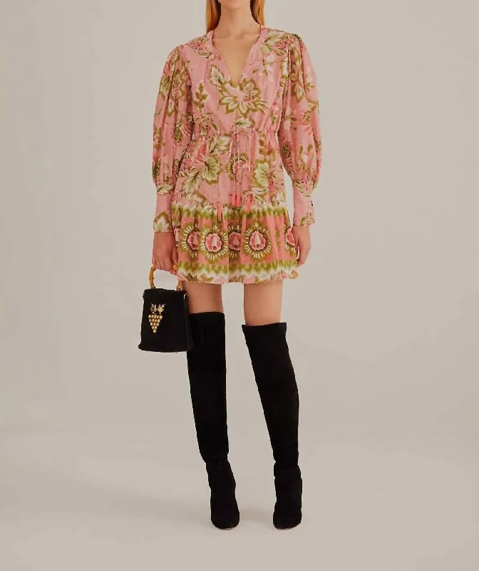 Aura Floral Mini Dress In Soft Pink Elegant Sequin Mini Dress