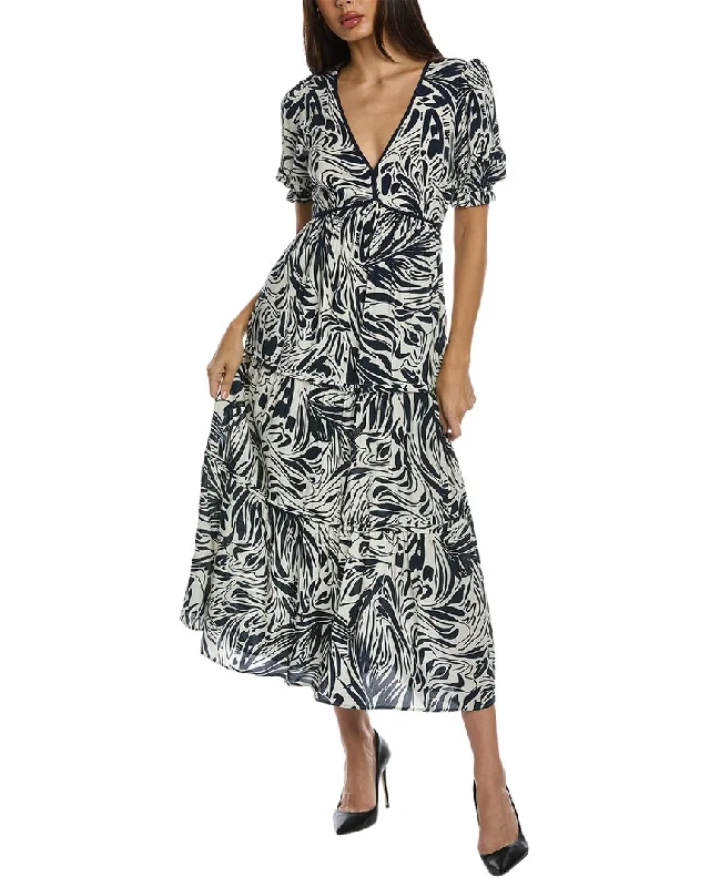 ba&sh Tiered Midi Dress Fashionable One-Shoulder Midi Dress