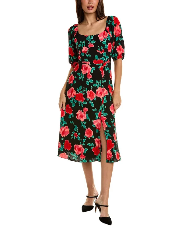 BCBGeneration Puff Sleeve Midi Dress Fashionable Fitted Midi Dress