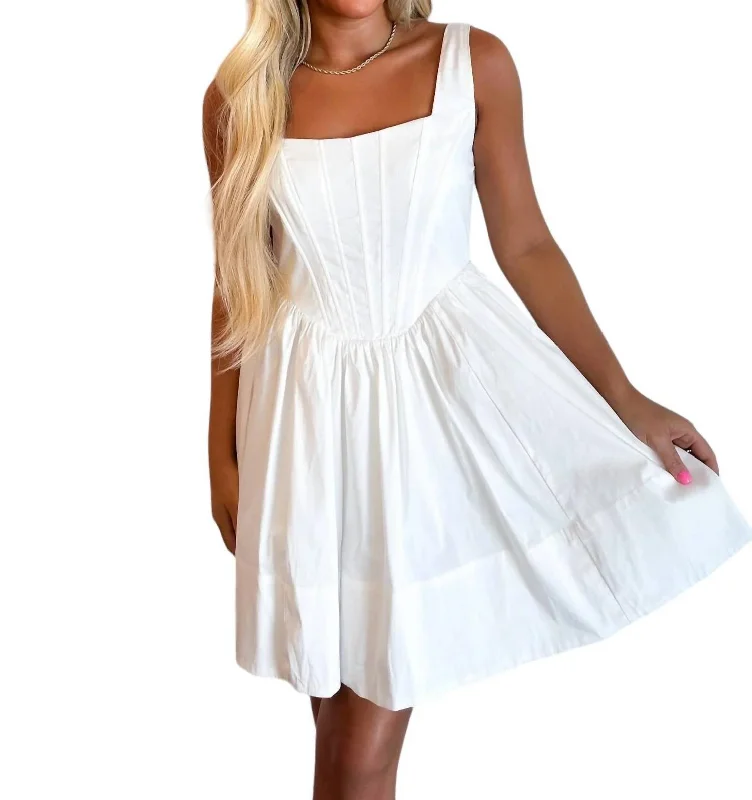 Corset Mini Dress In White Fashionable A-Line Mini Dress