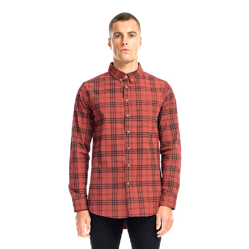 Brooklyn Rust Long Sleeve Shirt Cozy Printed Short Shirt