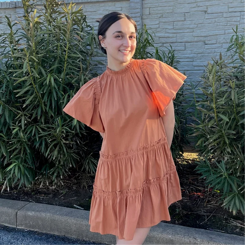 Flutter Sleeves Mini Dress Stylish Puff Sleeve Mini Dress