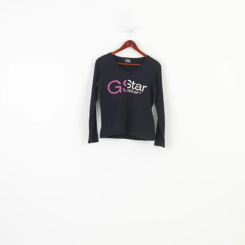 G-STAR Women XXL M Shirt Black Cotton Stretch Graphic V Neck Vintage Top Comfortable Short Sleeve Blouse G-STAR Women XXL M Shirt Black Cotton Stretch Graphic V Neck Vintage Top Comfortable Short Sleeve Blouse