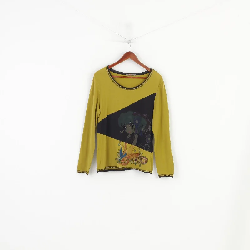 Hep Women S Shirt Graphic Green Long Sleeve Crew Neck Stretch Top Cozy Cotton Short Tee
