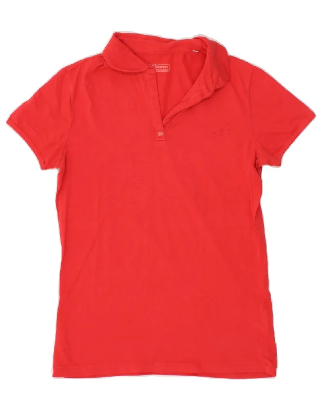 LOTTO Womens Polo Shirt UK 14 Large Red Cotton Trendy Short Sleeve Tunic