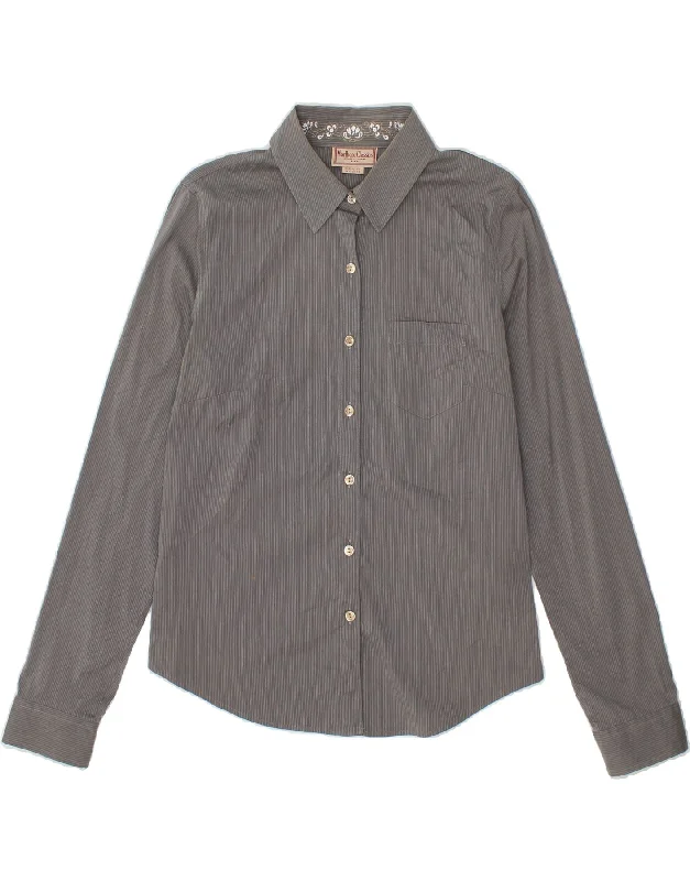 MARLBORO CLASSICS Womens Shirt EU 40 Medium Grey Pinstripe Cotton Casual Short Sleeve Top MARLBORO CLASSICS Womens Shirt EU 40 Medium Grey Pinstripe Cotton Casual Short Sleeve Top