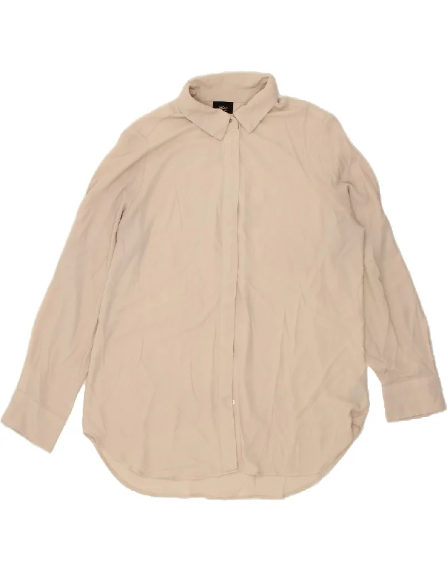 MOSSIMO Womens Shirt Blouse UK 18 XL Beige Polyester Classic Casual Short Sleeve