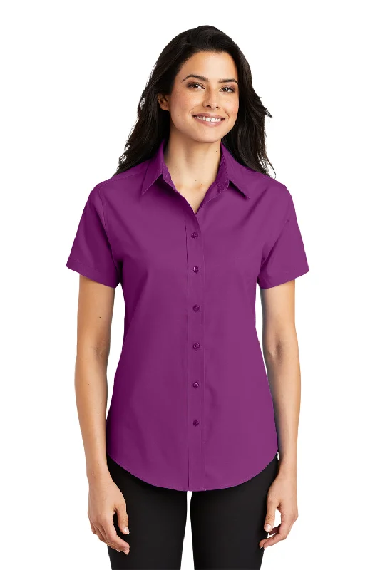 Port Authority Womens Easy Care Wrinkle Resistant Short Sleeve Button Down Shirt - Deep Berry Purple Cozy Summer Short Shirt Port Authority Womens Easy Care Wrinkle Resistant Short Sleeve Button Down Shirt - Deep Berry Purple Cozy Summer Short Shirt