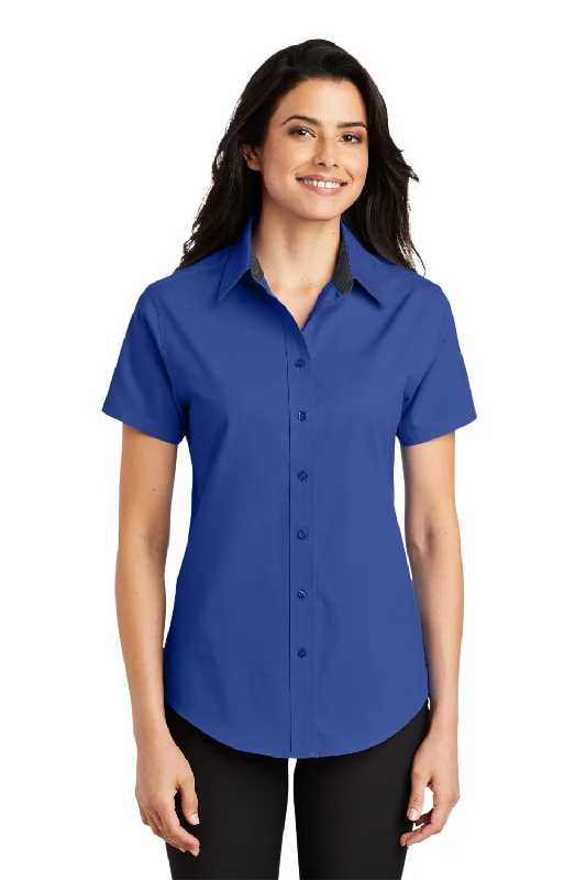 Port Authority Womens Easy Care Wrinkle Resistant Short Sleeve Button Down Shirt - Royal Blue Classic Button-Up Short Tee Port Authority Womens Easy Care Wrinkle Resistant Short Sleeve Button Down Shirt - Royal Blue Classic Button-Up Short Tee