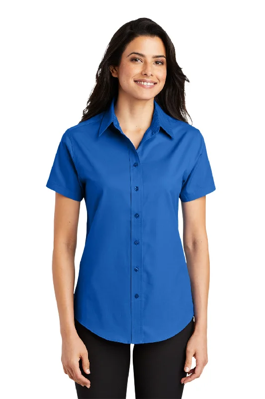 Port Authority Womens Easy Care Wrinkle Resistant Short Sleeve Button Down Shirt - Strong Blue Modern Casual Short Sleeve Port Authority Womens Easy Care Wrinkle Resistant Short Sleeve Button Down Shirt - Strong Blue Modern Casual Short Sleeve