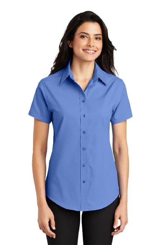 Port Authority Womens Easy Care Wrinkle Resistant Short Sleeve Button Down Shirt - Ultramarine Blue Classic Casual Short Sleeve Port Authority Womens Easy Care Wrinkle Resistant Short Sleeve Button Down Shirt - Ultramarine Blue Classic Casual Short Sleeve