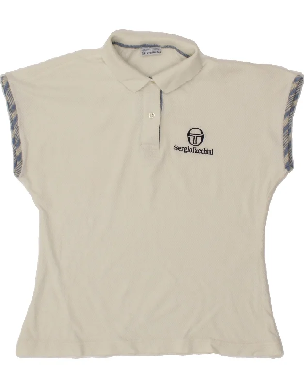 SERGIO TACCHINI Womens Polo Shirt IT 44 Medium White Cotton Cozy Loose Fit Short Sleeve SERGIO TACCHINI Womens Polo Shirt IT 44 Medium White Cotton Cozy Loose Fit Short Sleeve