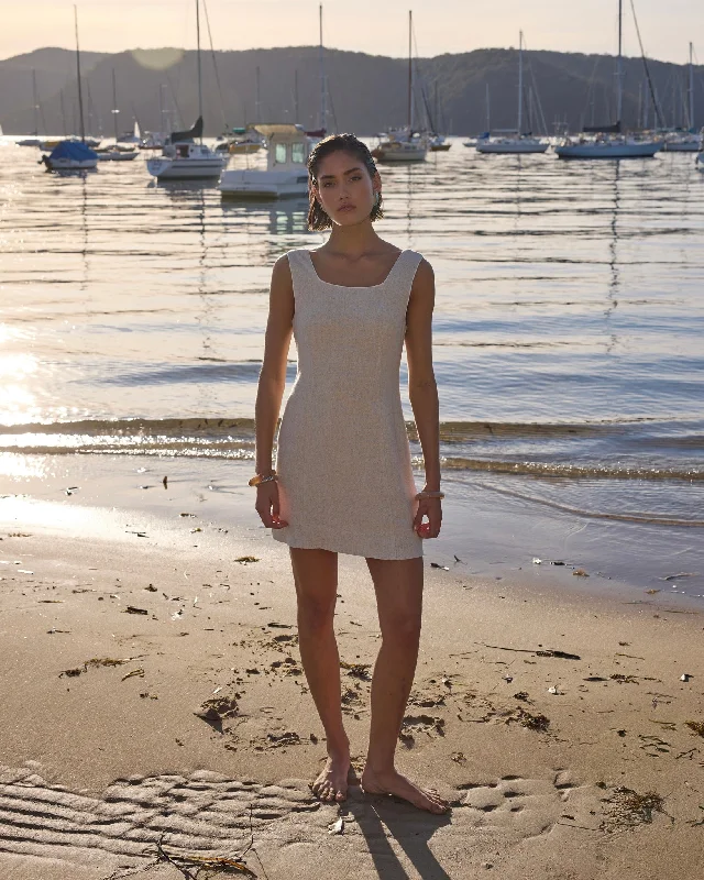 Staple the Label - Alba Mini Dress in Natural-Marle Classic Black Mini Dress