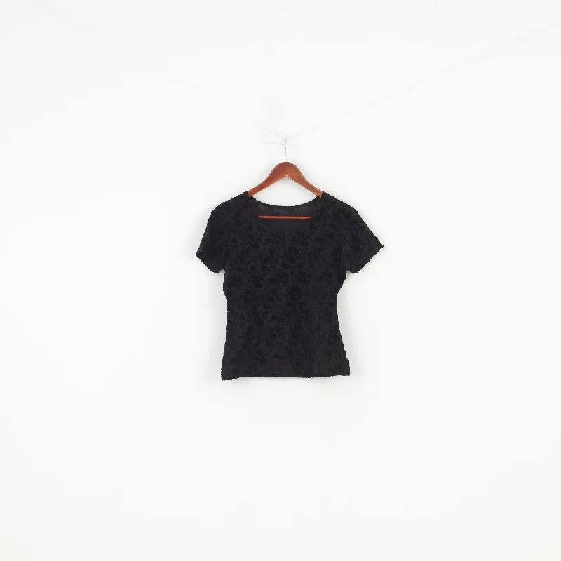 Vintage Woman S Shirt Black Flower Short Sleeve Elegant Top Trendy Short Sleeve Blouse Vintage Woman S Shirt Black Flower Short Sleeve Elegant Top Trendy Short Sleeve Blouse