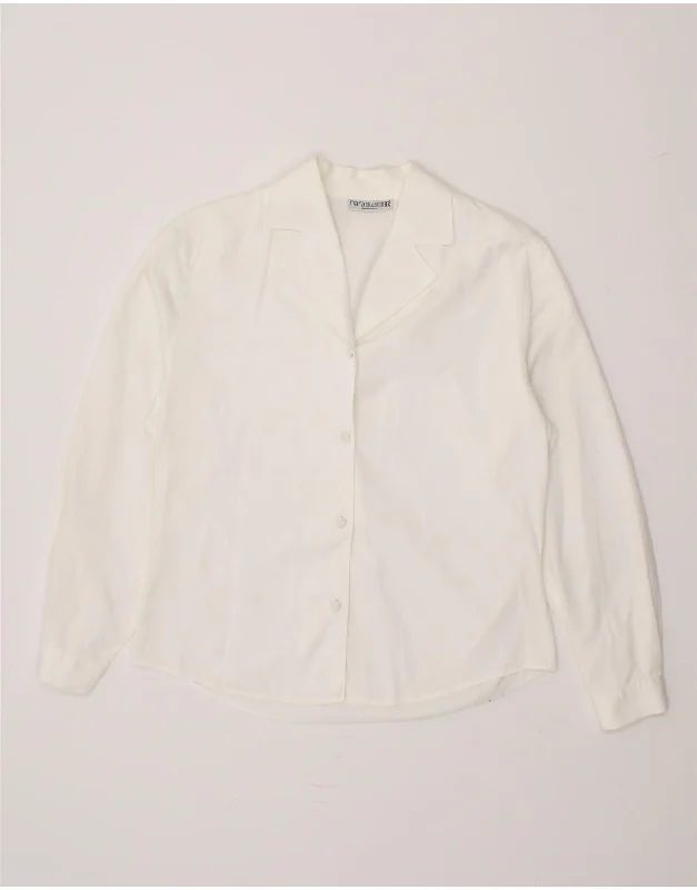 VINTAGE Womens Shirt Blouse UK 14 Medium White Cotton Comfortable Peplum Short Shirt VINTAGE Womens Shirt Blouse UK 14 Medium White Cotton Comfortable Peplum Short Shirt