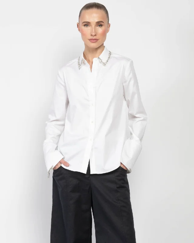 Bessette Crystal Shirt Relaxed Cotton Short Shirt