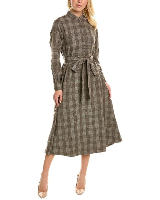 YAL New York Glen Plaid Midi Dress Stylish Button-Up Midi Dress