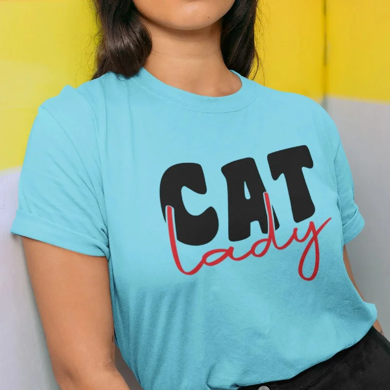 Cat Lady Round Neck Half Sleeve Classic T-Shirt Mesh Blend Leather Blend Suede Blend Cat Lady Round Neck Half Sleeve Classic T-Shirt Mesh Blend Leather Blend Suede Blend