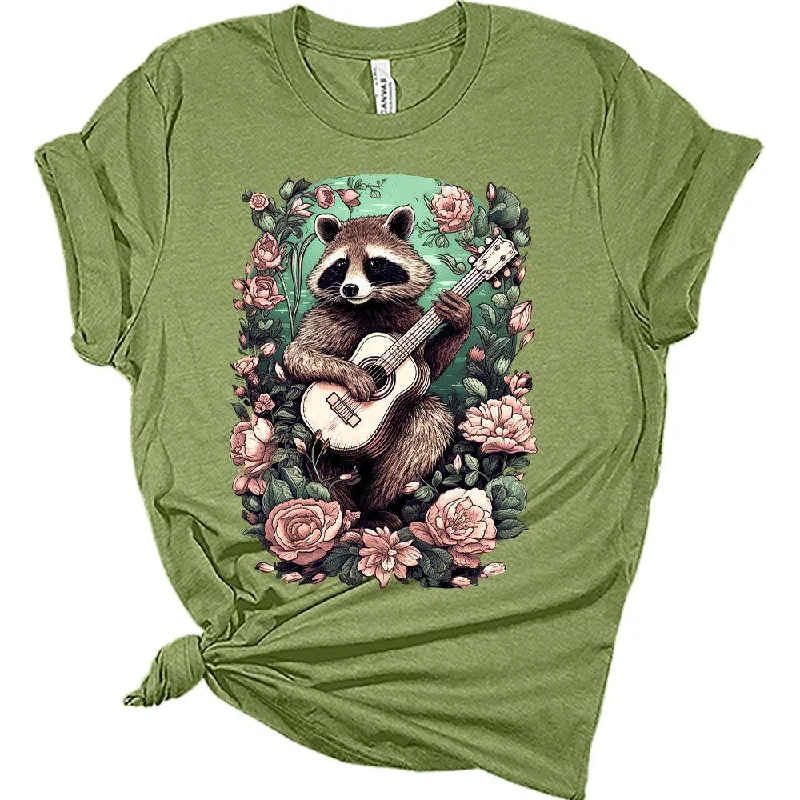 Womens Raccoon Playing Guitar Boho Groovy Shirt Cottagecore Clothing Animal Playing Music T-Shirts Cute Short Sleeve Graphic Tees Plus Size Summer Tops Polka Dot Checkered Tartan Womens Raccoon Playing Guitar Boho Groovy Shirt Cottagecore Clothing Animal Playing Music T-Shirts Cute Short Sleeve Graphic Tees Plus Size Summer Tops Polka Dot Checkered Tartan