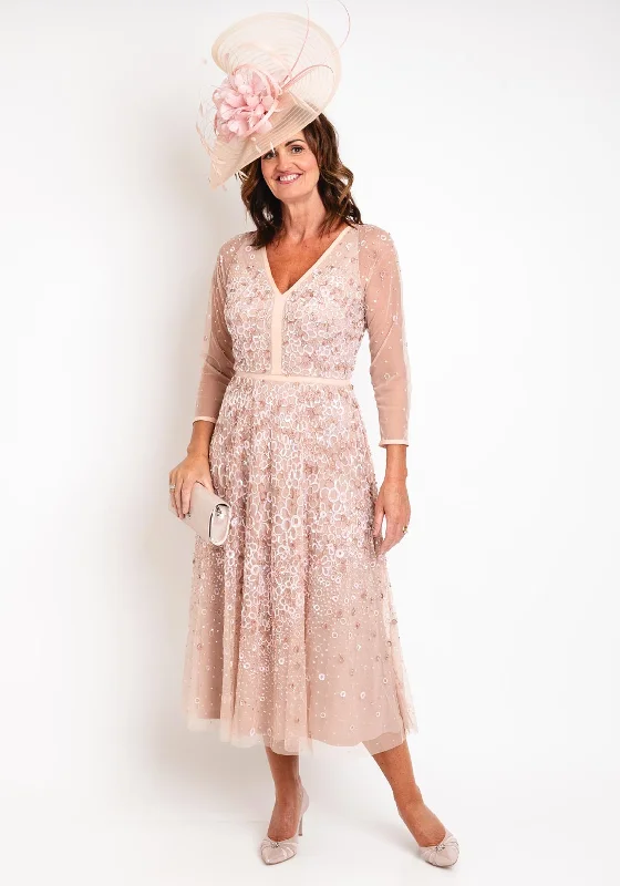 Veni Infantino Embellished A-Line Maxi Dress, Blush Fashionable Off-Shoulder Maxi Dress Veni Infantino Embellished A-Line Maxi Dress, Blush Fashionable Off-Shoulder Maxi Dress