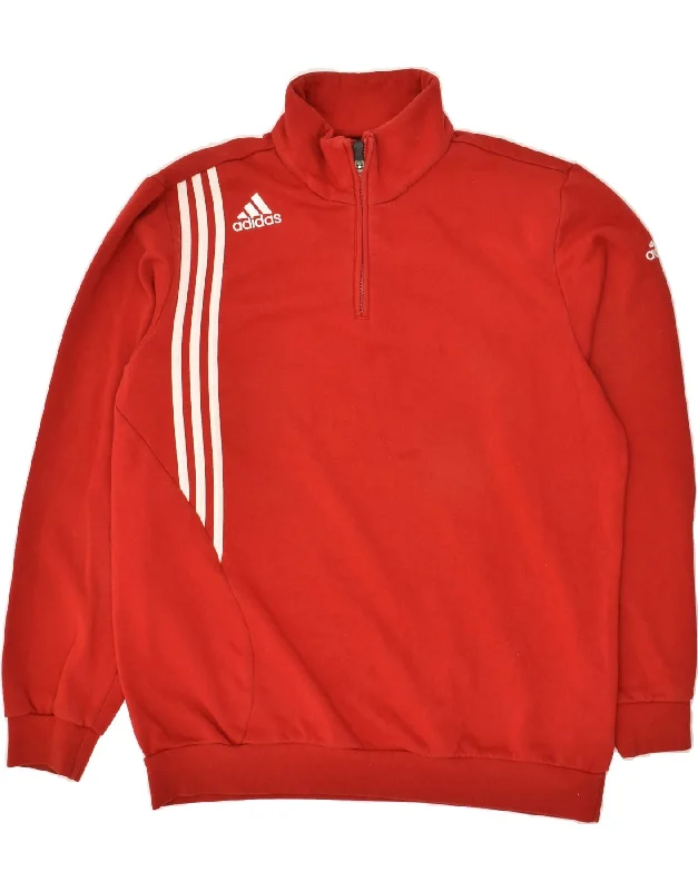 ADIDAS Mens Zip Neck Sweatshirt Jumper UK 46/48 XL Red Cotton Hoodie with Hem Drawcord Adjustable Customizable ADIDAS Mens Zip Neck Sweatshirt Jumper UK 46/48 XL Red Cotton Hoodie with Hem Drawcord Adjustable Customizable