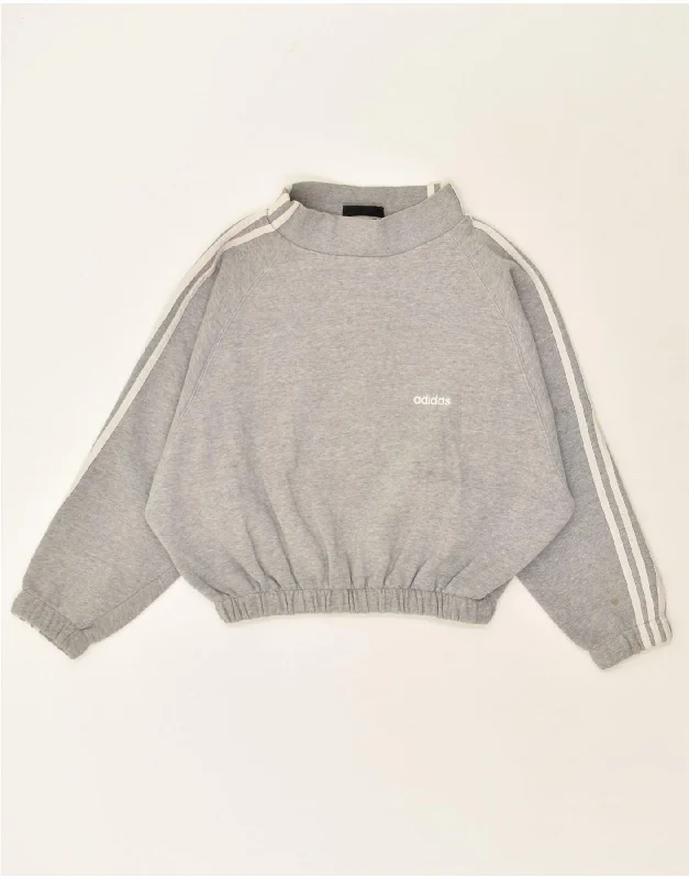 ADIDAS Womens Crop Sweatshirt Jumper EU 42 Large Grey Hoodie with Full-Zip Functional Layering ADIDAS Womens Crop Sweatshirt Jumper EU 42 Large Grey Hoodie with Full-Zip Functional Layering