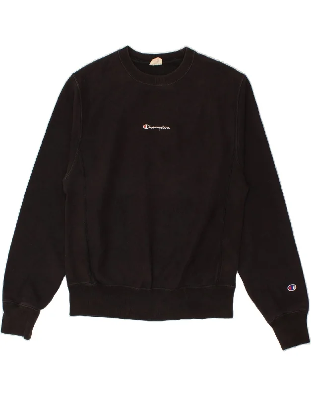 CHAMPION Mens Sweatshirt Jumper Small Black Cotton Hoodie with Hem Elastic Stretchable Comfortable CHAMPION Mens Sweatshirt Jumper Small Black Cotton Hoodie with Hem Elastic Stretchable Comfortable